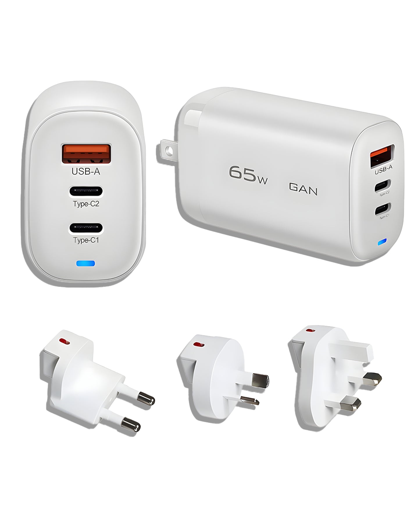 ZAUQ 65W GaN PD USB-C Fast Charger, 3 Port Wall Adapter PD3 QC3 Power Delivery for Laptops and All Type of Mobile Phones