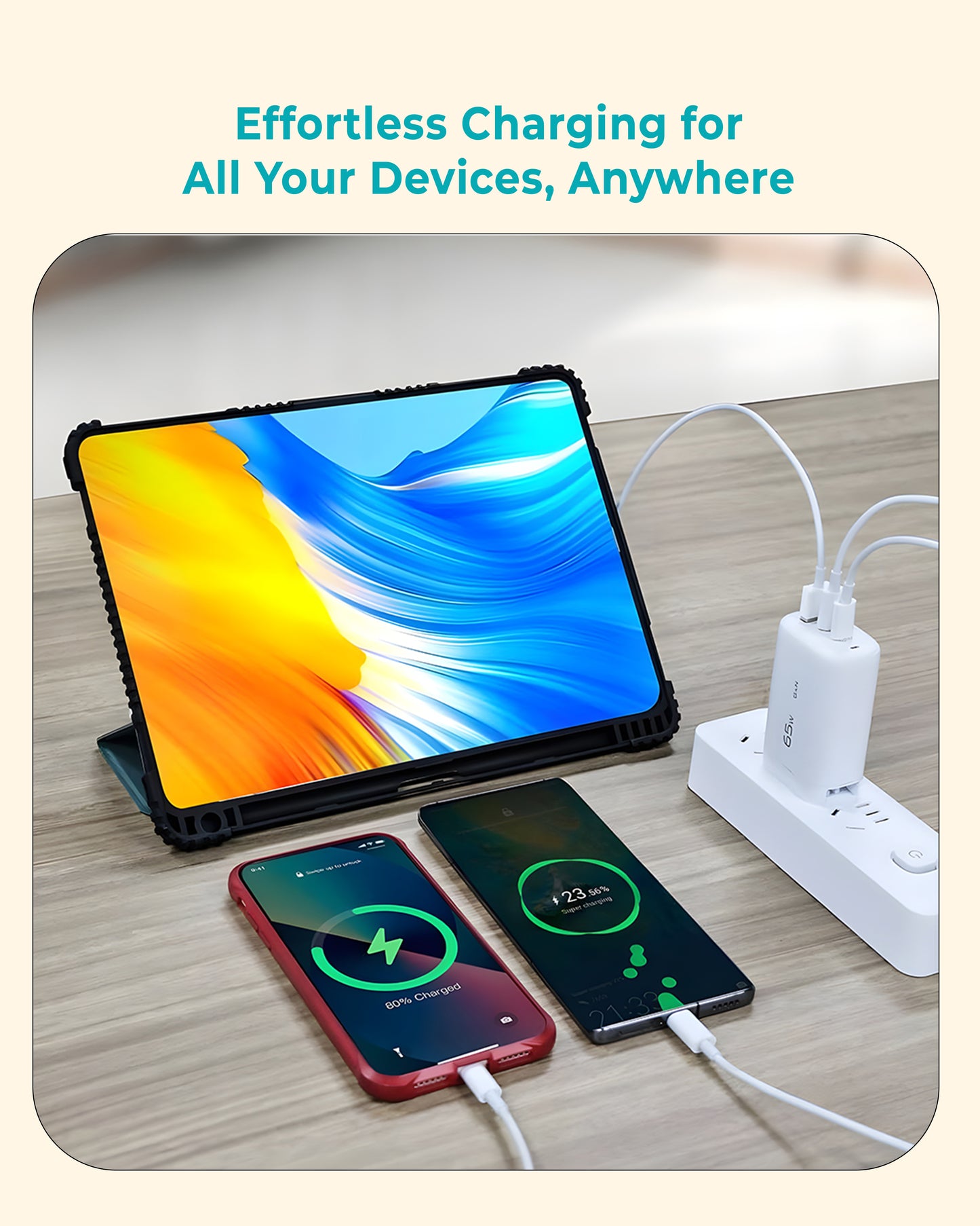 ZAUQ 65W GaN PD USB-C Fast Charger, 3 Port Wall Adapter PD3 QC3 Power Delivery for Laptops and All Type of Mobile Phones