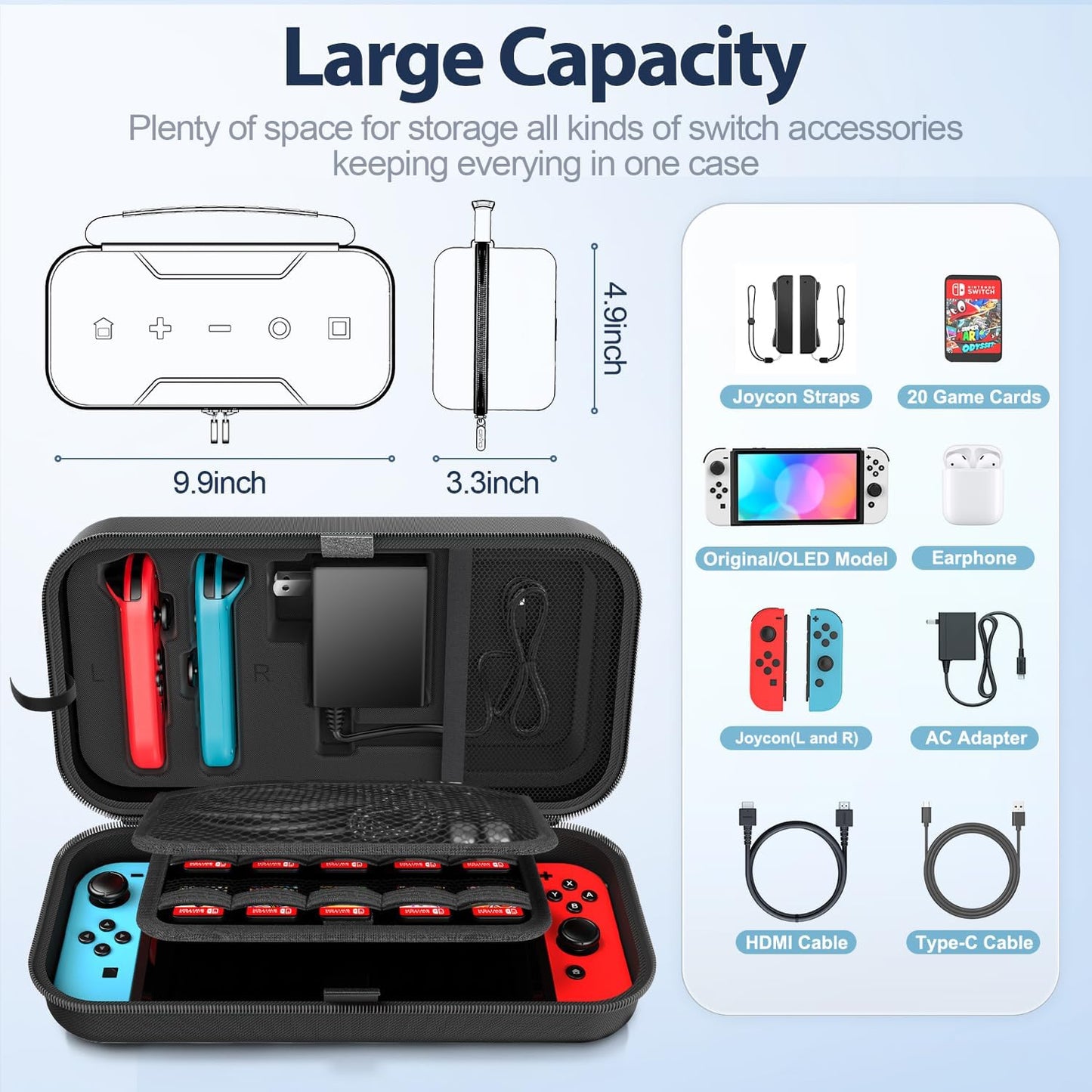 OIVO Switch OLED Carrying Case Compatible with Nintendo Switch/OLED Model