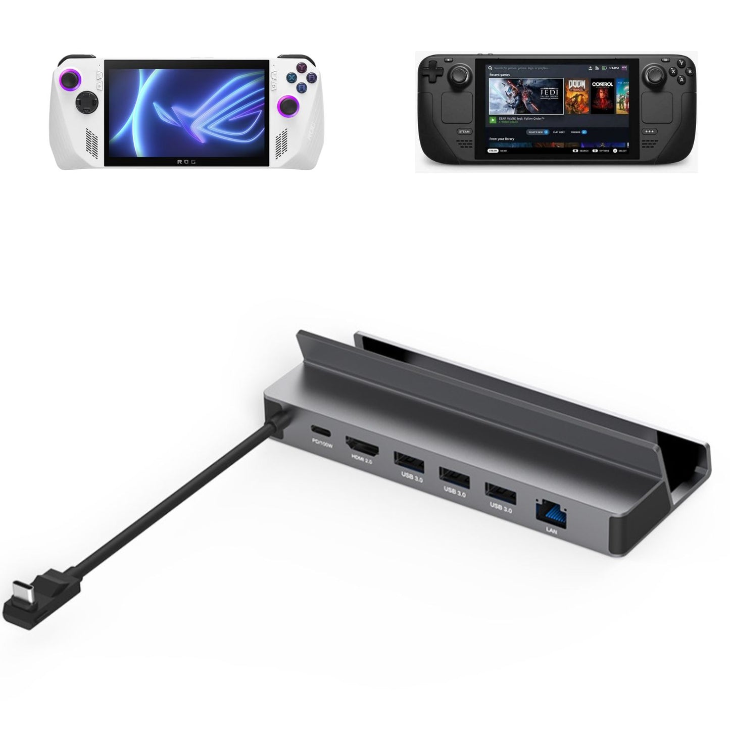 ZAWK ذوق Docking Station Compatible with Steam Deck OLED, Asus Rog Ally, Nintendo Switches