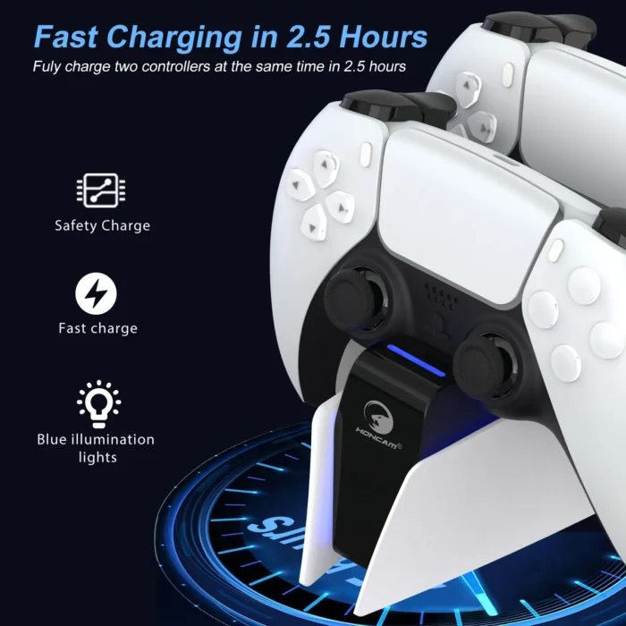 HONCAM PS5 Charging Station with LED Indicator for Playstation Dualsense Controller & Edge Controller