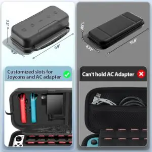 Switch OLED Carrying Case Compatible with Nintendo Switch/OLED Model, Portable Switch Travel Carry Case Fit for Joy-Con and Adapter, Hard Shell Protective Switch Pouch Case with 20 Games, Black