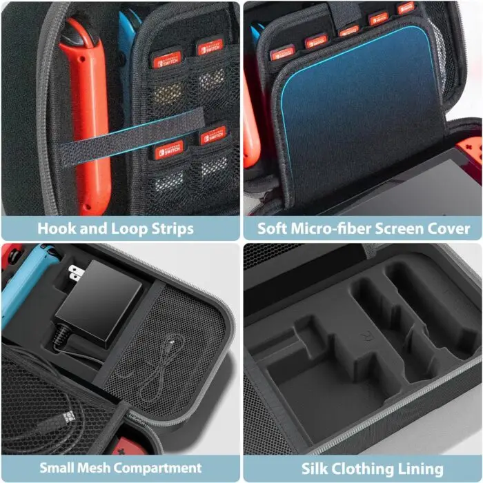 Switch OLED Carrying Case Compatible with Nintendo Switch/OLED Model, Portable Switch Travel Carry Case Fit for Joy-Con and Adapter, Grey