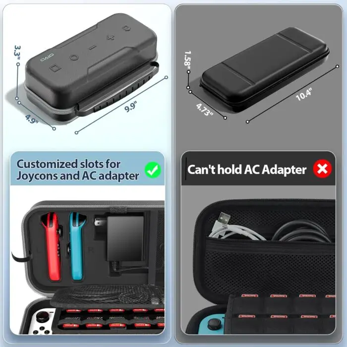 Switch OLED Carrying Case Compatible with Nintendo Switch/OLED Model, Portable Switch Travel Carry Case Fit for Joy-Con and Adapter, Grey