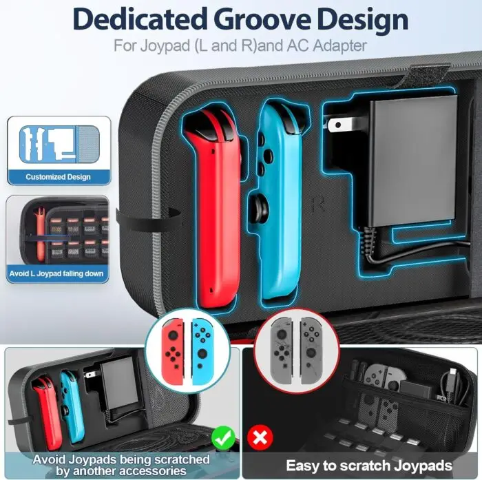 Switch OLED Carrying Case Compatible with Nintendo Switch/OLED Model, Portable Switch Travel Carry Case Fit for Joy-Con and Adapter, Grey